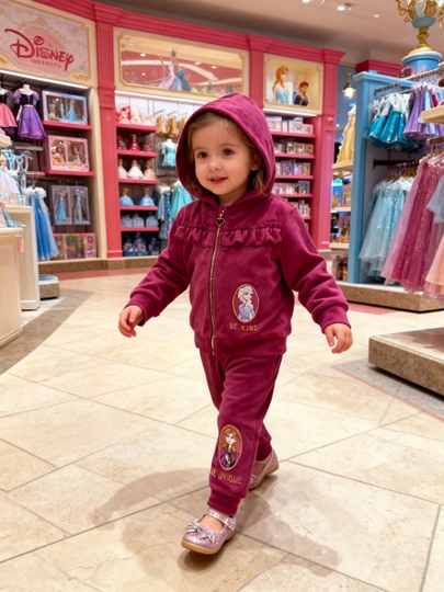 Hello Kitty dizaynli yumshoq velur kostyum, Disney brendi, 3-36 oy - 