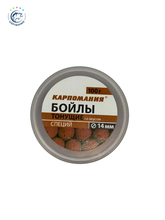Бойлы тонущие КАРПОМАНИЯ (Клубника/Малина/Кукуруза/Специи/Мёд) 14 мм, 100 гр