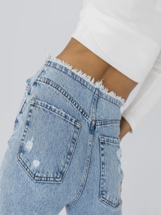 Ayollar uchun jinsi shimlar "Bjeans" Straight, to'g'ri bichim, klassik va yuqori bel