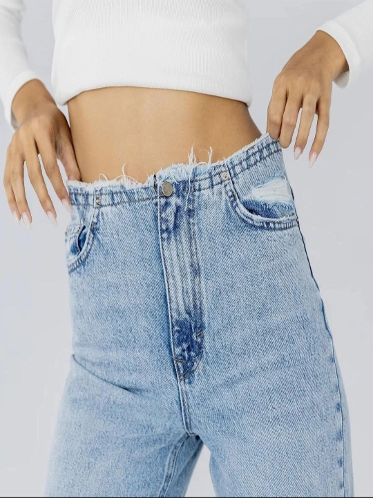 Ayollar uchun jinsi shimlar "Bjeans" Straight, to'g'ri bichim, klassik va yuqori bel