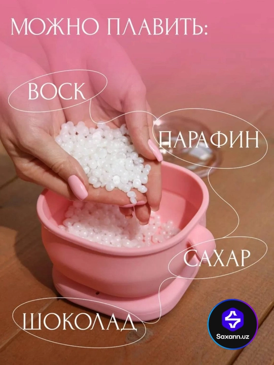Depilatsiya to'plami, silikon qozon, granullangan mum 100 g, shpatelar 5 dona