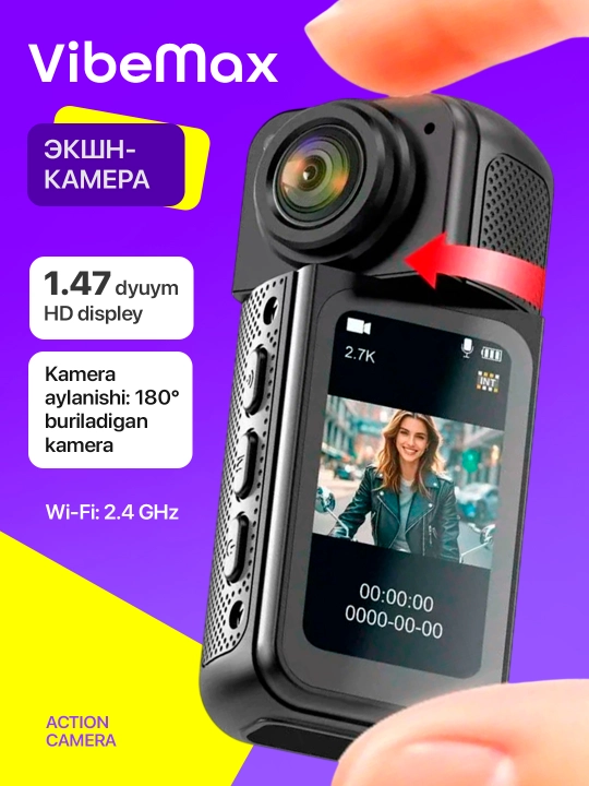Экшн камера водонепроницаемая, с защитным кейсом, Full HD, 1080p, 4K - 