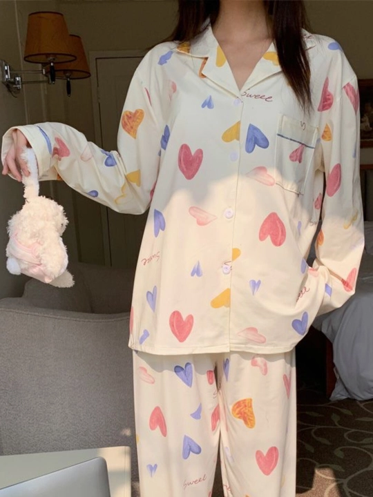 Ayollar va qizlar uchun pijama, uy uchun,ikki qismli, kofta va shim, 2 tasi 1 da malomerka - 