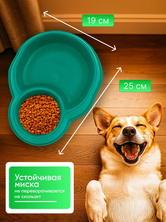 Mushuk va itlar uchun qo‘sh idish, 25 * 19.5 * 6.5 sm