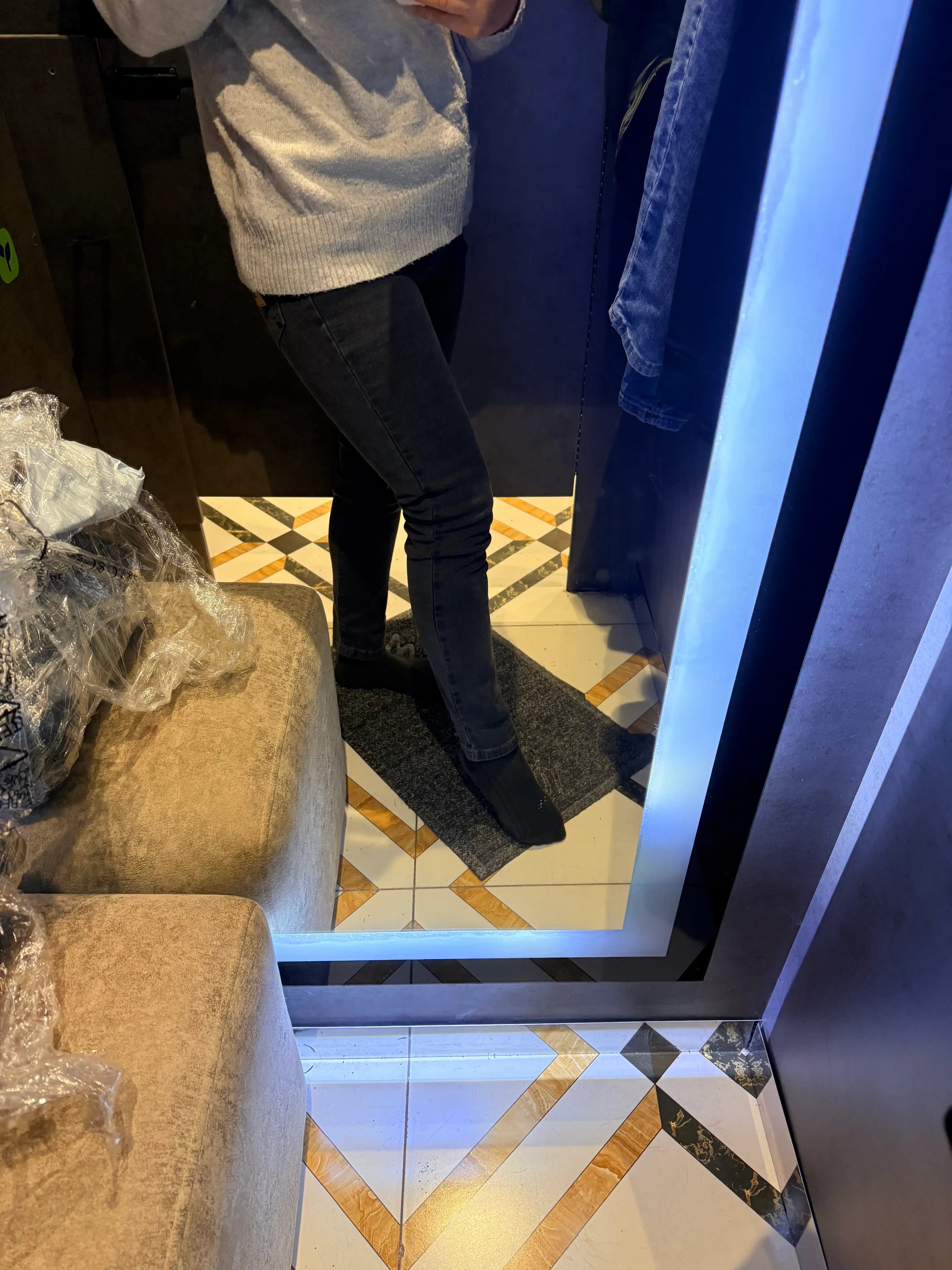 Denim ayollar jinsi shimlari, baland belli