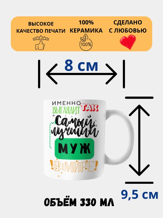 Кружка в подарок, с принтом, керамическая, бокал, для Папы, Мамы, Жене - 