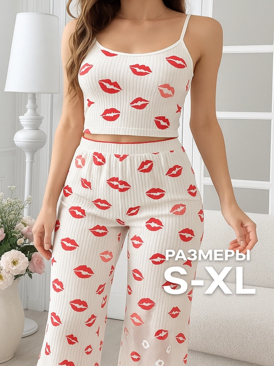 Ayollar uchun pijama to'plami, 2 tasi 1 da, 3 tasi 1 da