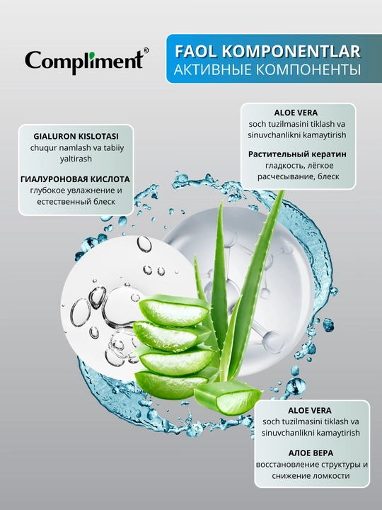 Шампунь для волос Compliment, для сухих, окрашенных, поврежденных, тонких волос, 250 мл