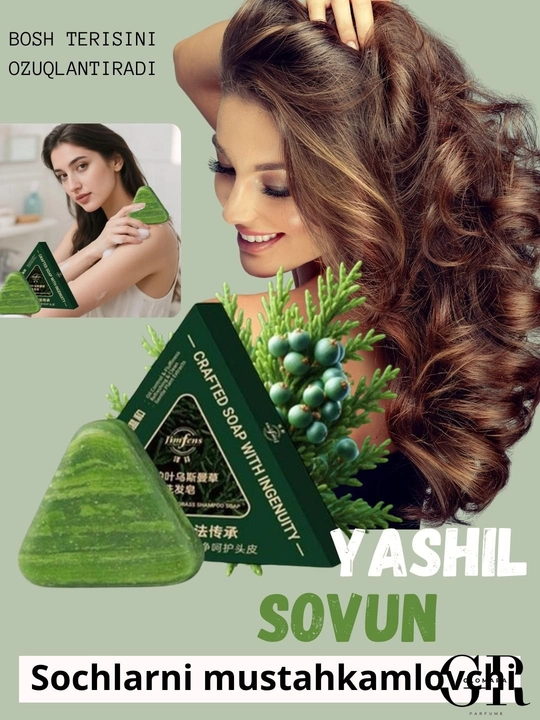 Soch o'stirish uchun yashil shampun-sovun, soch to'kilishiga qarshi