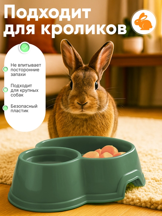 Двойная миска для кошек и собак, 25 * 19.5 * 6.5 см