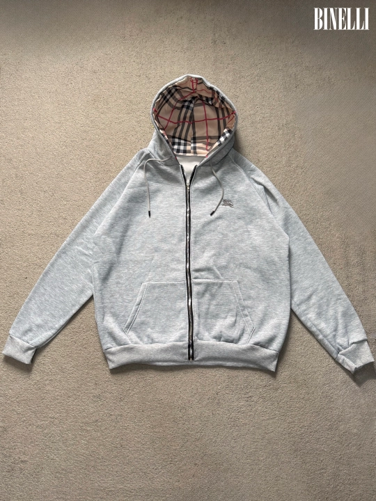 Erkaklar va ayollar uchun Burberry, kapyushonli va molniyali xudi, zip, kurtka, S–2XL