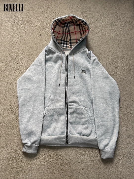 Erkaklar va ayollar uchun Burberry, kapyushonli va molniyali xudi, zip, kurtka, S–2XL