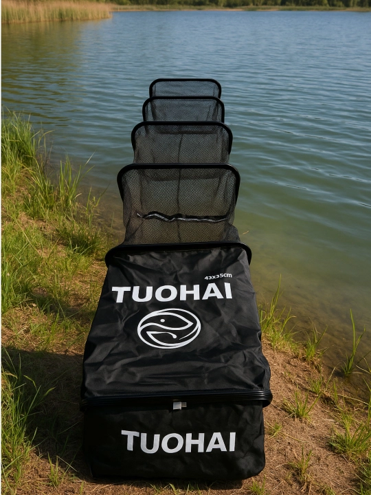 Рыболовный садок TUOHAI с чехлом, прорезиненная сетка, карповый фидерный садок