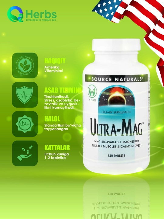 Ultra-Mag, Source Naturals, 120 tabletkalar - 