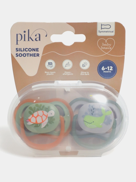 Pika silikon so‘rg‘ich, 0–12 oy, futlyari bilan, to‘plamda 2 dona - 