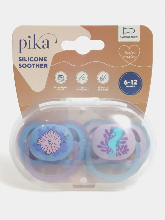 Pika silikon so‘rg‘ich, 0–12 oy, futlyari bilan, to‘plamda 2 dona - 
