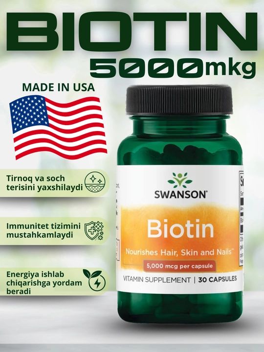 Swanson Biotin 5000 mkg, kapsulalarda - 