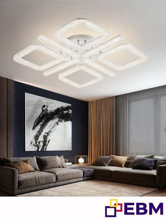 Zamonaviy LED lyustra(60x60 sm) pult bilan, 3 yorug‘lik rejimi, 30 m² gacha - 