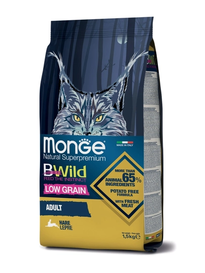 Корм сухой для кошек Monge BWild Cat Adult 1.5 кг, с зайцем