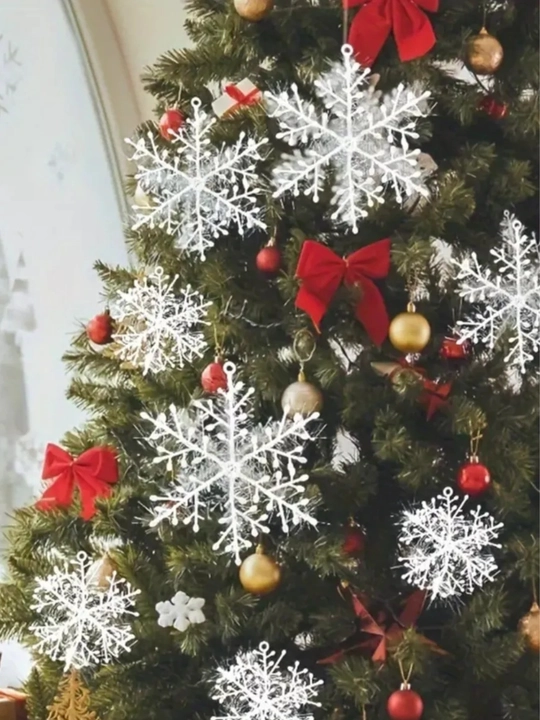 Новогодние снежинки набор, снежинки, новогодние декор украшение, 12 шт, 21 см