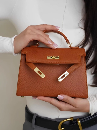 Женская сумка Hermes — AZBO007-HERMESSUMKAAYOLLAR-КОРИЧН-S/M