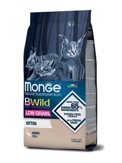 Корм сухой для котят Monge BWild Cat Kitten Goose, 1.5 кг, с мясом гуся