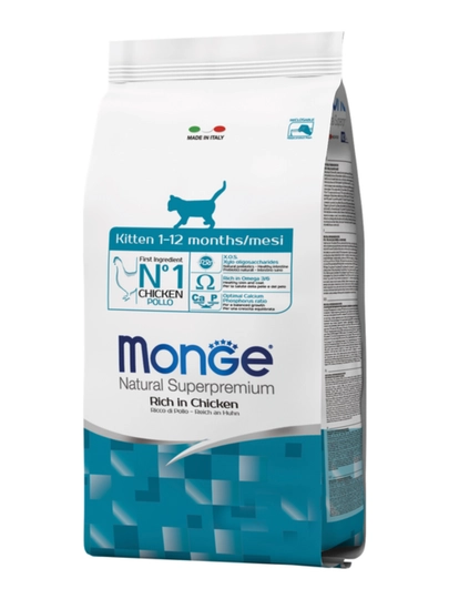 Корм сухой для котят Monge Cat Kitten Chicken & Rice, 1.5 кг, с курицей
