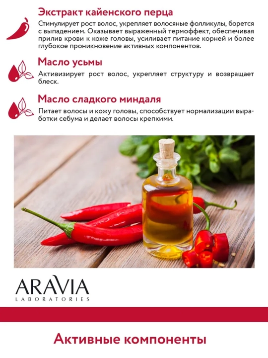 Маска для волос Aravia для питания, укрепления, сохранения цвета, для роста волос, 200 мл