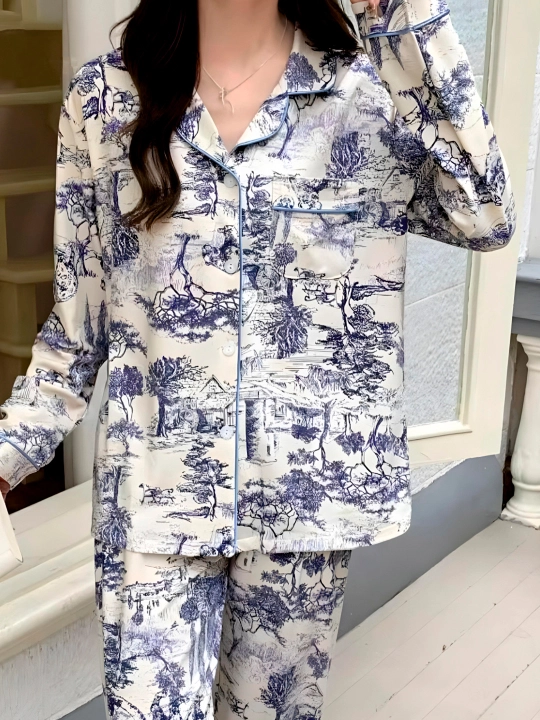 Ayollar va qizlar uchun pijama, uy uchun,ikki qismli, kofta va shim, 2 tasi 1 da malomerka - 