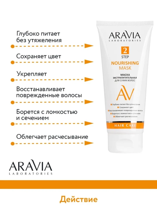 Маска для волос Aravia для питания, укрепления, сохранения цвета, для роста волос, 200 мл