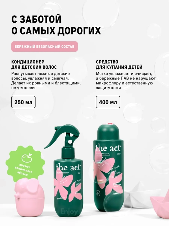 Спрей кондиционер детский для волос The Act, детский набор для купания, 2 в 1