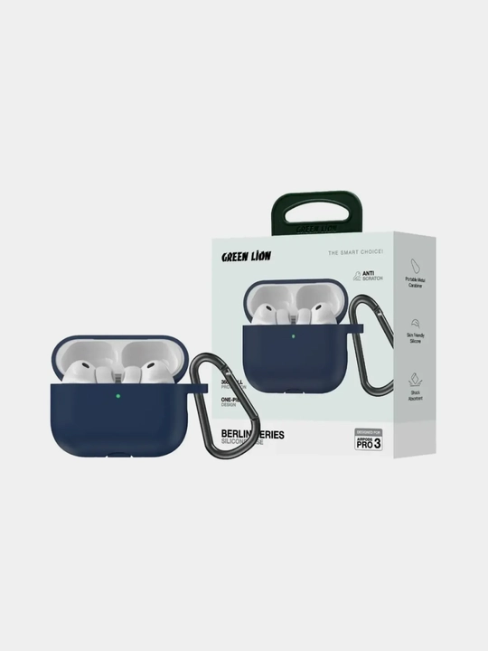 Чехлы для наушников, Green Lion Silicone Case, AirPods 4, Pro 2/Pro 3. Чехол с карабином