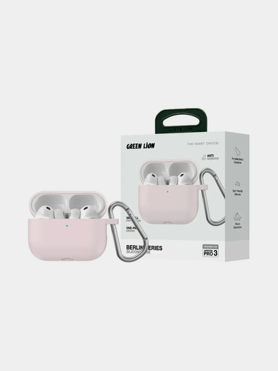 Чехлы для наушников, Green Lion Silicone Case, AirPods 4, Pro 2/Pro 3. Чехол с карабином