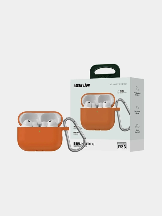 Чехлы для наушников, Green Lion Silicone Case, AirPods 4, Pro 2/Pro 3. Чехол с карабином
