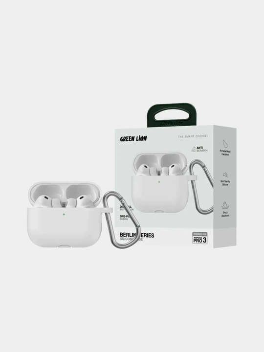 Чехлы для наушников, Green Lion Silicone Case, AirPods 4, Pro 2/Pro 3. Чехол с карабином