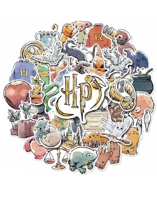 "Garri Potter" vinil stikerlari to‘plami. Noutbuk, telefon, chamadon uchun bezak 50 dona - 
