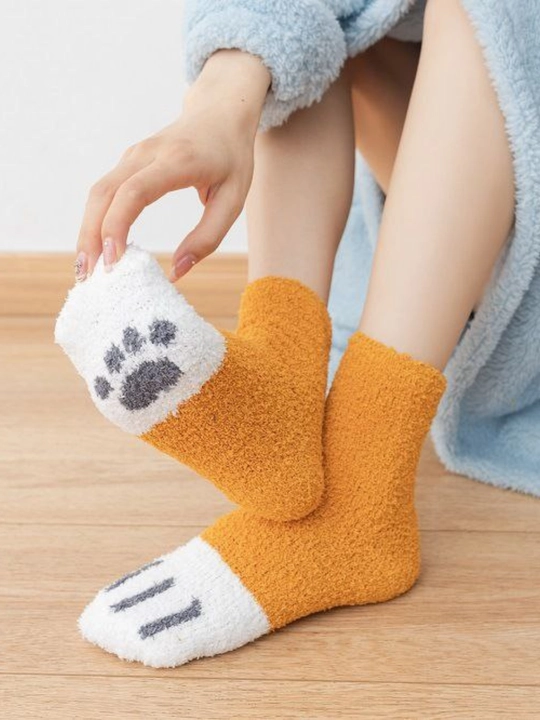 Mushuk panjasi shaklidagi "Neko" paypoqlari, issiq, momiq, universal - 