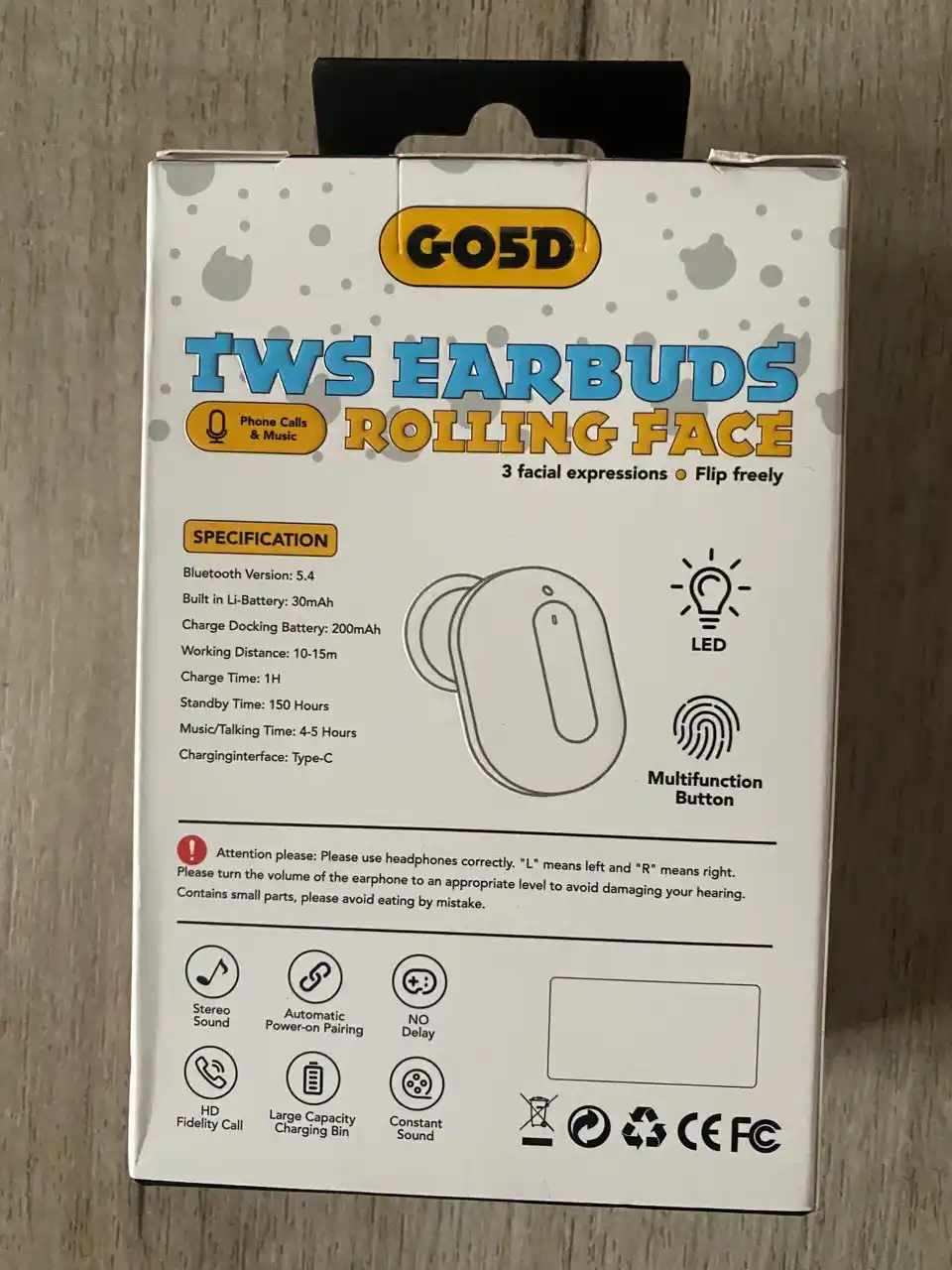 EMOFLIP TWS simsiz quloqchinlar, Bluetooth 5.4, mikrofon va zaryadlash keysi bilan