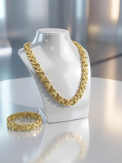 Набор цепочка и браслет в стиле Messika, Bvlgari, Van Cleef Xuping-Cartier — CARTEIR-CHANEL001-АЛЫЙ