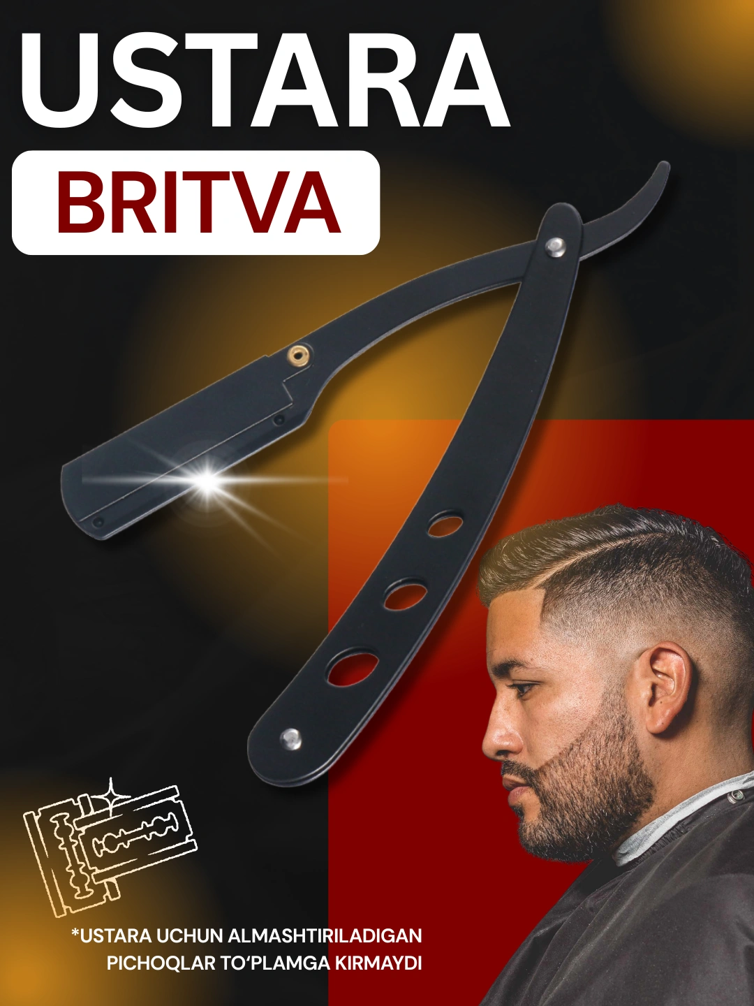 Ustara Razor Yuz, soqol va mo‘ylov olish uchun xavfli ustara, britva-shavet, soqol ...