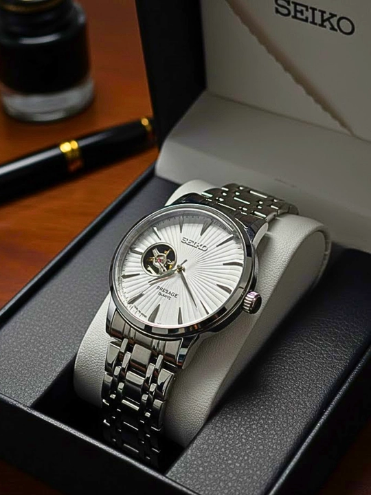 Seiko Tristar klassik soat, mexanik avtomatik zavod, eko-charm remeshok, kalendar - 