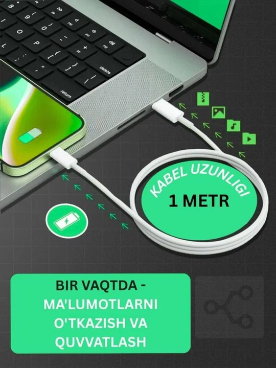 IPhone Zaryadlovchi Tez Zaryadlovchi Type-C/Lightning Kabel 35W