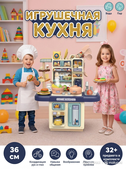 Кухня детская игровая с водой, паром и светом - 