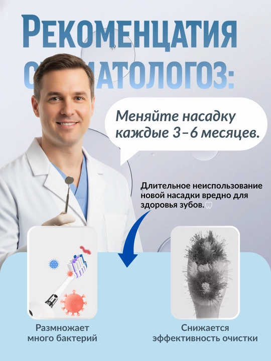 Сменные насадки для электрической зубной щетки，2 шт
