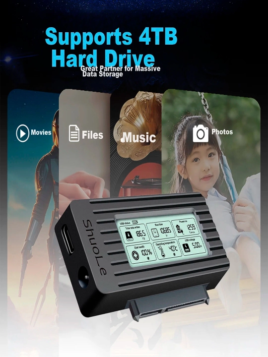 SATA USB adapter 3.1  HDD va SSD disk uchun datchik va quvvat manbai bilan