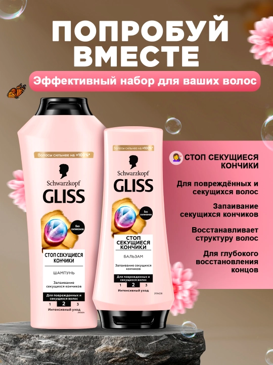 Gliss Split Hair Miracle Набор: Шампунь 400 мл + Бальзам 200 мл - 