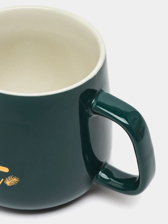 Qopqoqli va qoshiq bilan isitiladigan keramik krujka, sovg'a to'plami, hajmi 350 ml