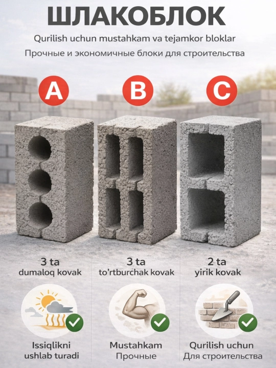 Шлакоблоки — для строительства стен и хозяйственных построек - 