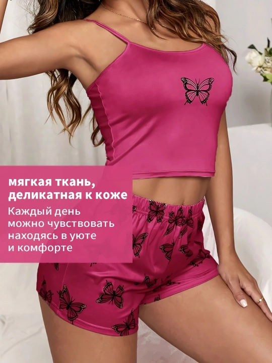 Ayollar pijamasi, shortik va top futbolka, uy kiyimi, ayollar va qizlar uchun