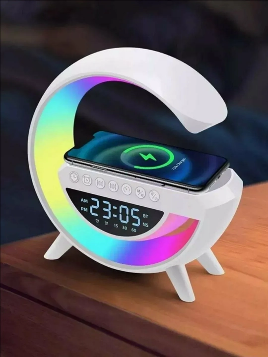 Умная колонка RGB, с будильником, светодиодный ночник, беспроводная зарядка для телефона